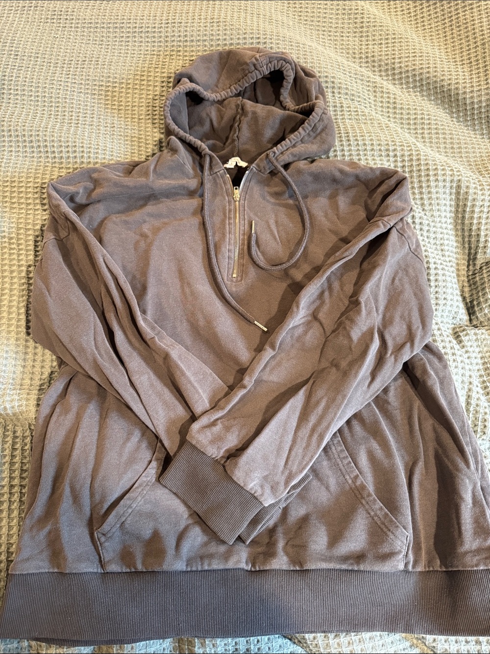 white birch women’s quarter Zip-Up Hooded Sweater-L